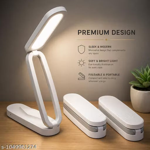LED Rechargeable Foldable Desk Lamp | 1200mAh Battery | 5 Brightness + 3 Colour Modes | Memory Function | Touch Control | USB Type-C | Eye Protection Reading Lamp for Students, Office & Bedside