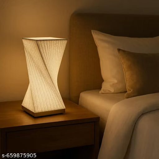 A stunning 3D-printed centerpiece, the lamp’s abstract inverted pyramid structure pairs perfectly with light wood furniture, creating a serene and comfortable lighting layer for guests.