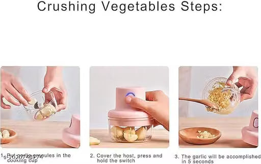 Electric Garlic Chopper | USB Rechargeable Mini Food Processor for Onion, Ginger, Chili & Vegetables