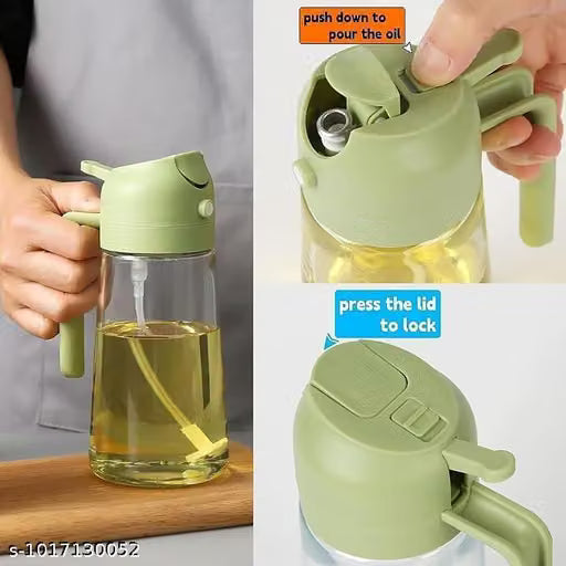 Trendy Oil Sprayer for Cooking ,2 in 1 Oil Dispenser and Oils Sprayer Kitchen Gadgets-16oz Glass Oils Spray Bottle,Mist Olive Oil Dispenser,Air Fryer,Salad,Grill 500ml
