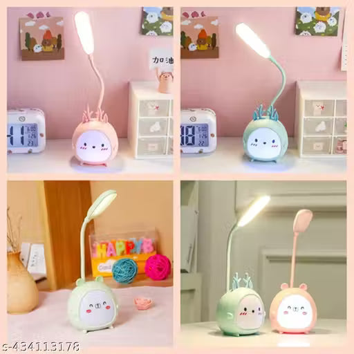 Cute Kids Desk Lamp Rechargeable LED Cartoon Teddy Bear Table lamp for Study/Portable Coulor Changing Home Decor Side Table Night Study lamp with Flexible Adjustable