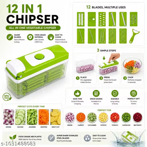 Vegetable Cutter 12 in 1 | Food Chopper for Daily Kitchen Use