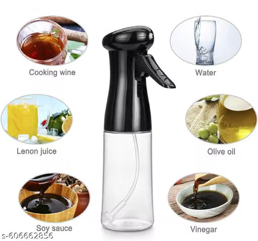 Glass oil Spray Dispenser Cooking 200ml Olive oil Spray Bottle Refillable Food Grade oil Vinegar Spritzer Sprinkler Sprayer Mister Used for Air Fryer,Salad Making,Frying,BBQ,black