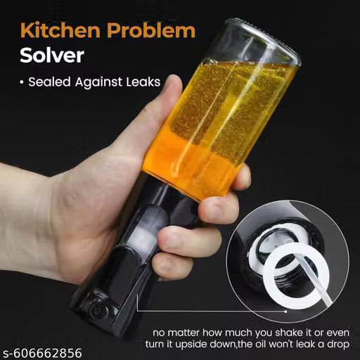 Glass oil Spray Dispenser Cooking 200ml Olive oil Spray Bottle Refillable Food Grade oil Vinegar Spritzer Sprinkler Sprayer Mister Used for Air Fryer,Salad Making,Frying,BBQ,black