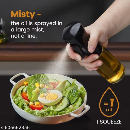 Glass oil Spray Dispenser Cooking 200ml Olive oil Spray Bottle Refillable Food Grade oil Vinegar Spritzer Sprinkler Sprayer Mister Used for Air Fryer,Salad Making,Frying,BBQ,black