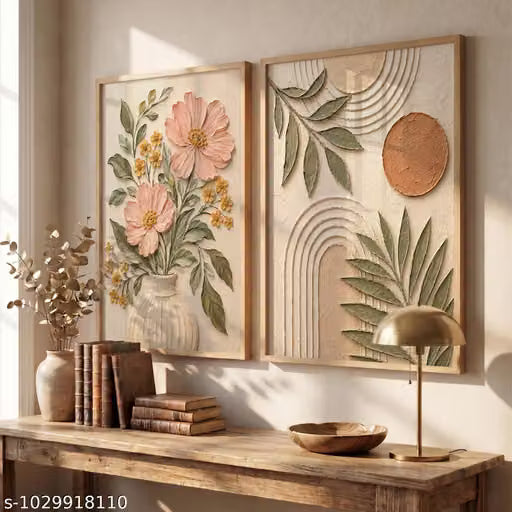 Aesthetic Botanical Art Painting Wall Frames For Home Decor Office Living Room Set of 2(10X13 Inch)